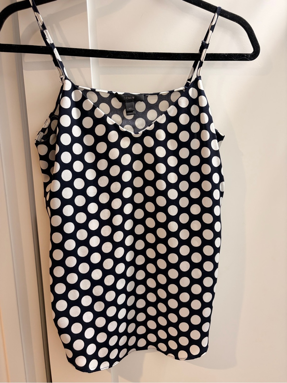 J. Crew Navy Polka Dot Silk-Feel Cami